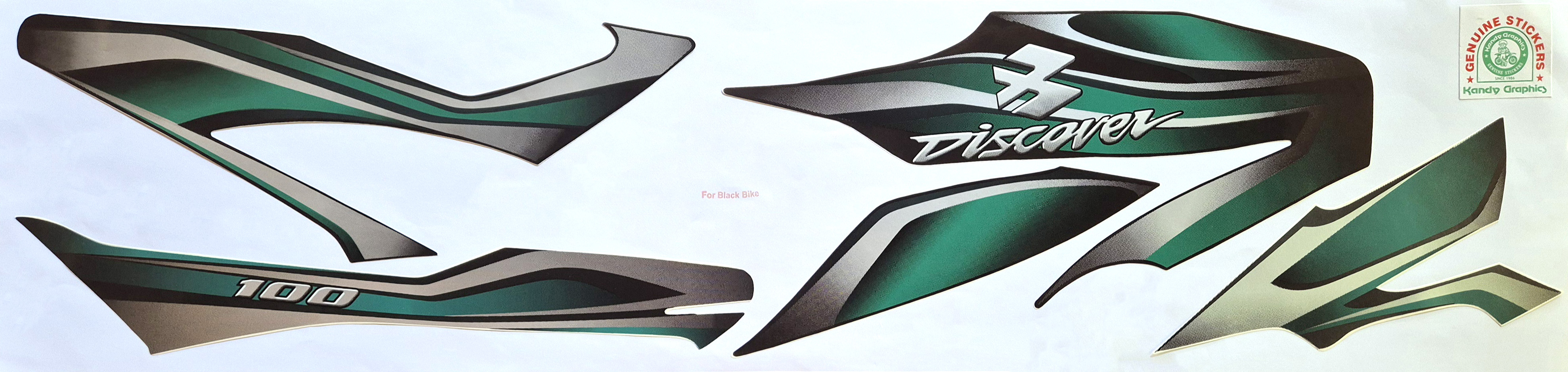Bajaj Discover 100 Black Bike - Green Sticker — DISCOVER sticker Sri Lanka